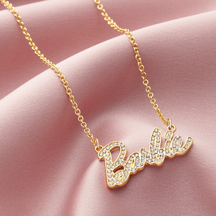 Barbie® Crystal Script Logo Necklace