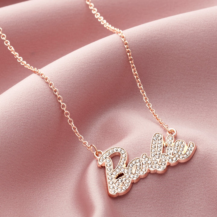 Barbie® Crystal Script Logo Necklace