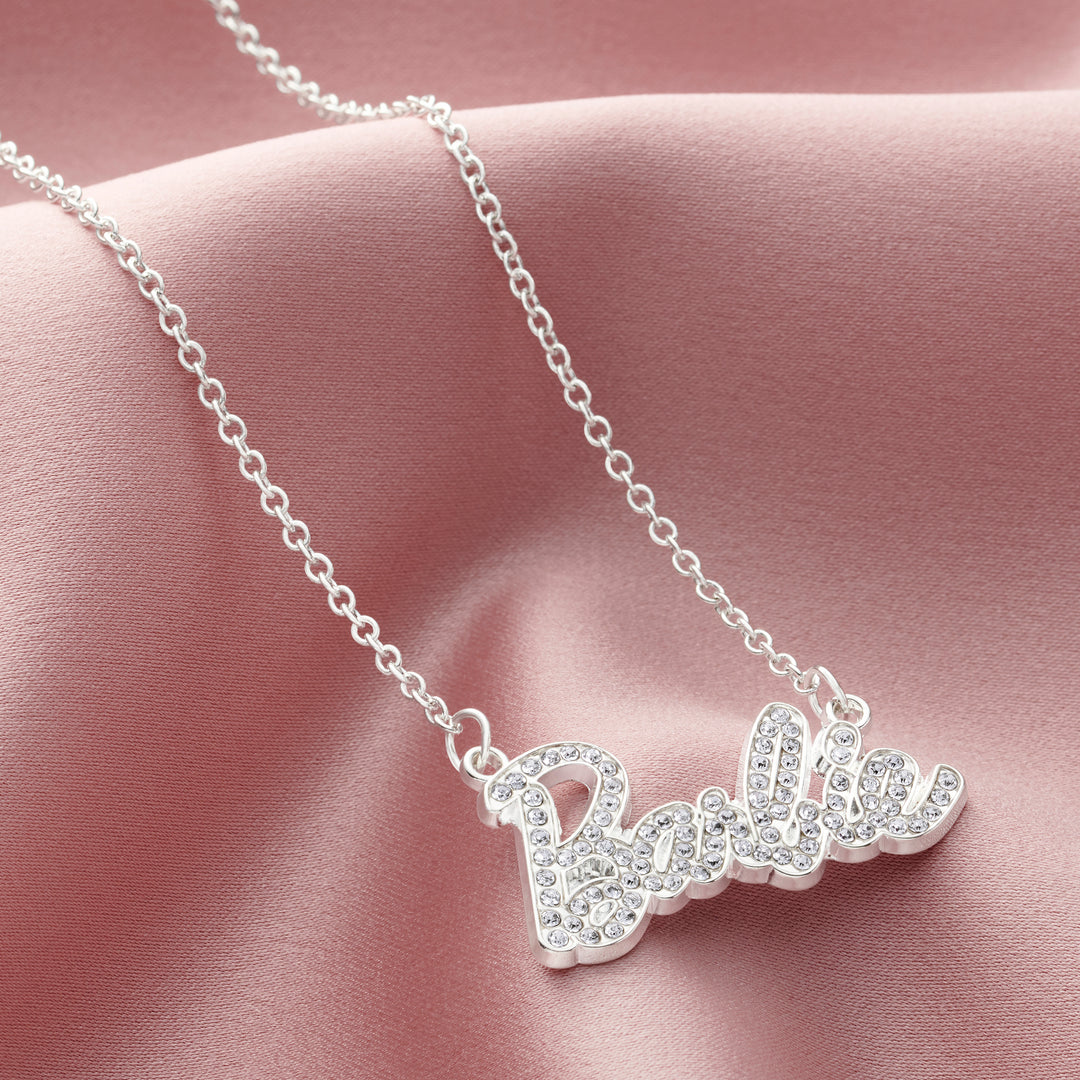 Barbie® Crystal Script Logo Necklace