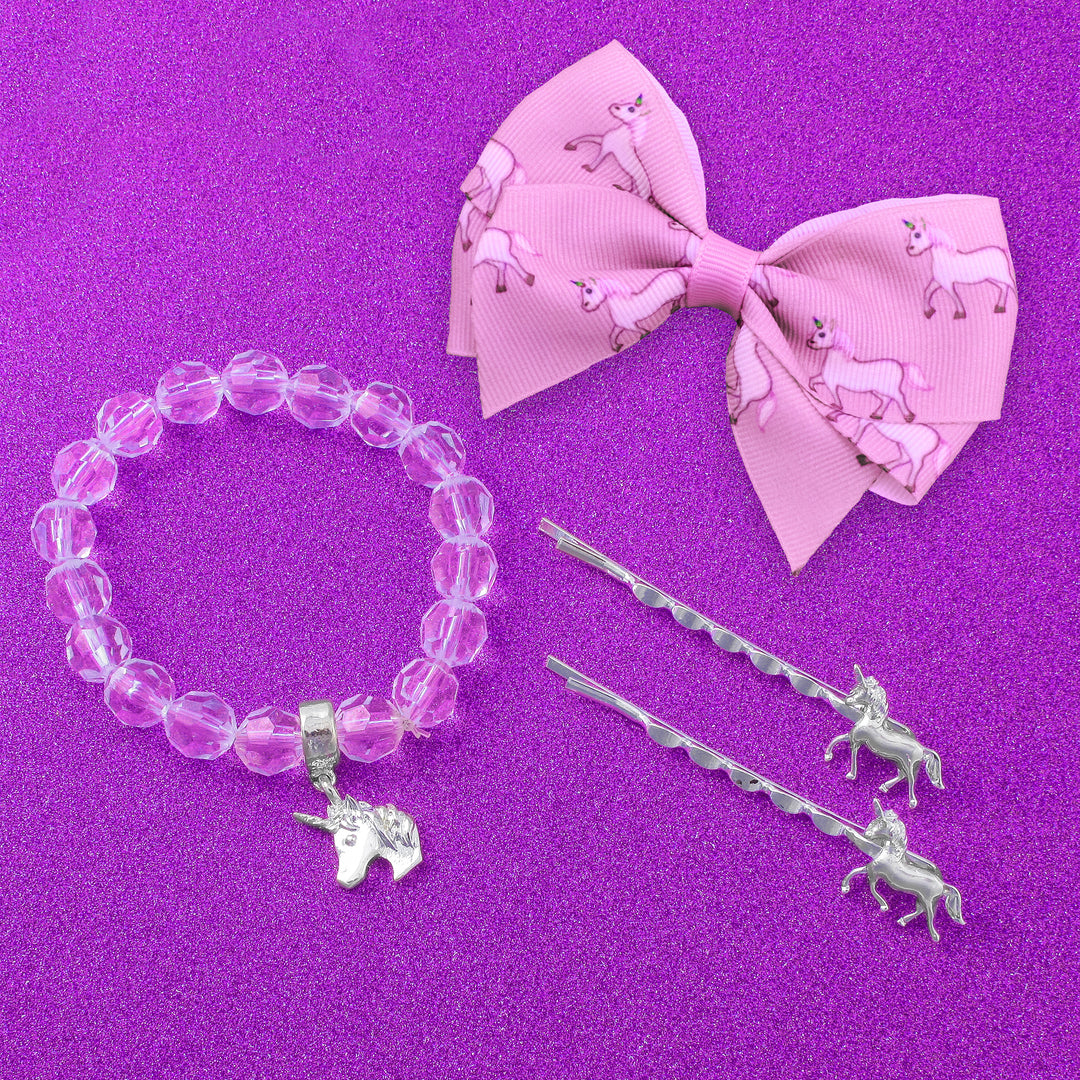 emoji® Unicorn Hair Clips and Bracelet Set