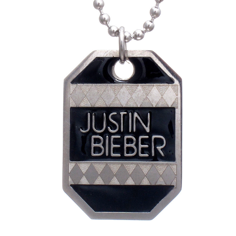 Justin Bieber Patterned Dog Tag Necklace