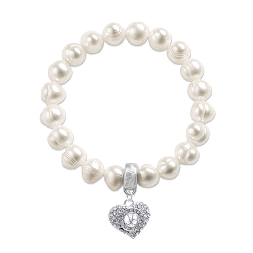 Justin Bieber Crystal Heart Pearl Bracelet