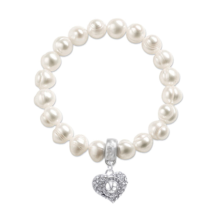 Justin Bieber Crystal Heart Pearl Bracelet