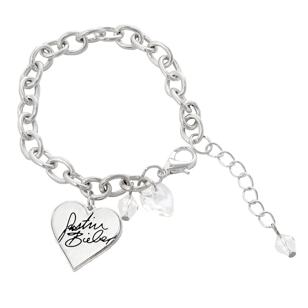 Justin Bieber Signature Heart Charm Bracelet