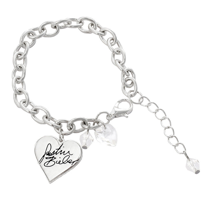 Justin Bieber Signature Heart Charm Bracelet