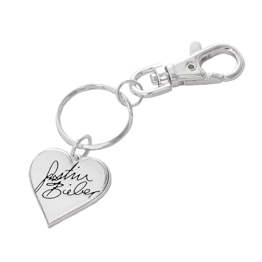 Justin Bieber Signature Heart Keyring