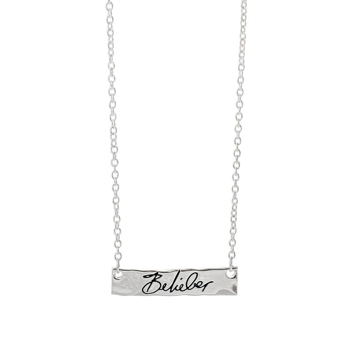 Justin Bieber Belieber Script Bar Necklace