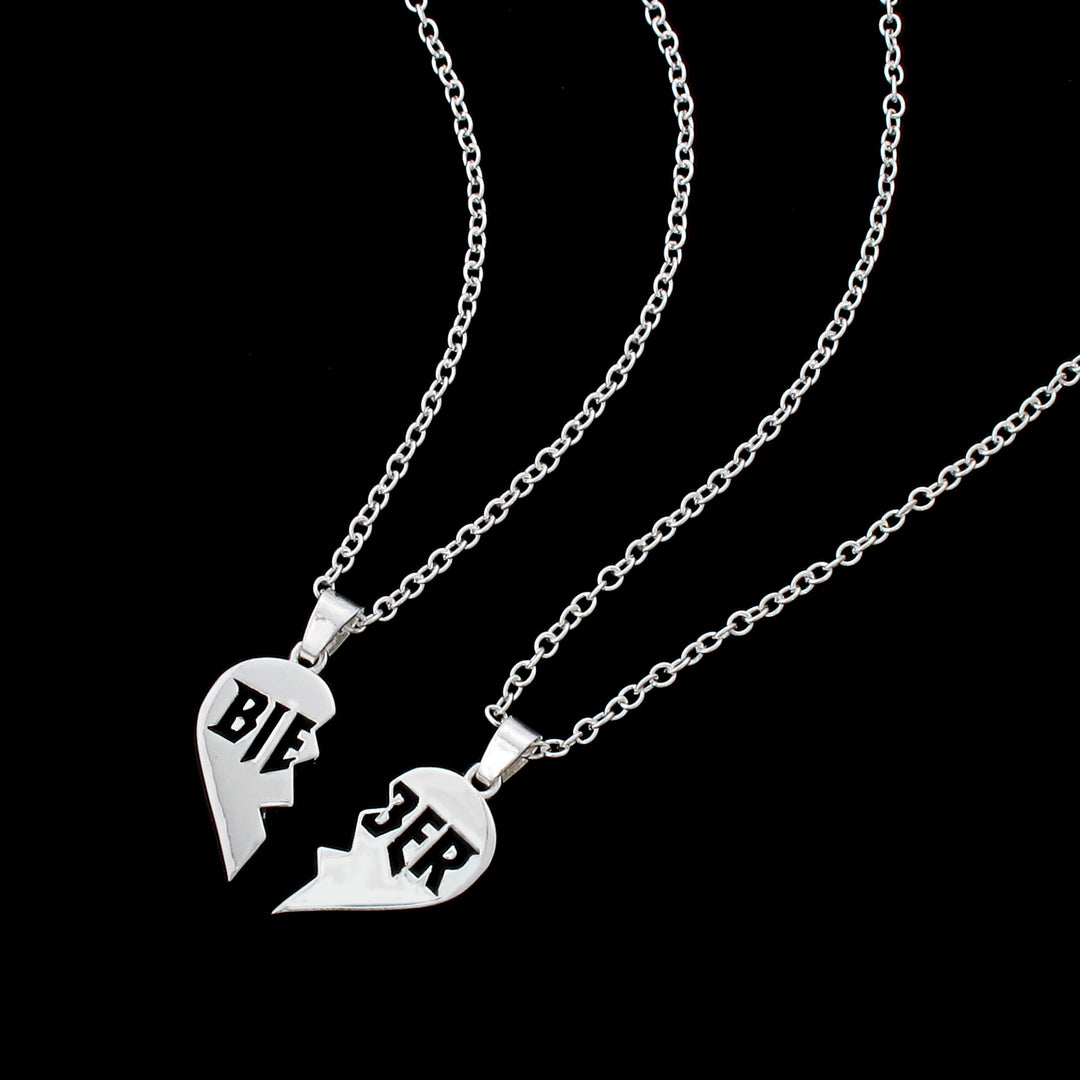 Justin Bieber Split Heart Necklace Set
