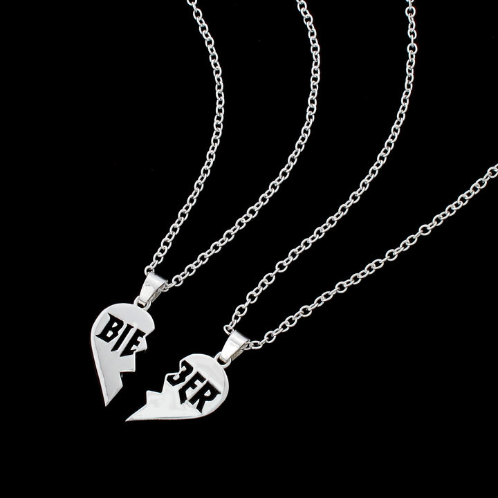 Justin Bieber Split Heart Necklace Set