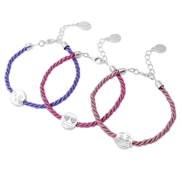 emoji® Laughing, Heart Eyes and Kisses Triple Bracelet Set