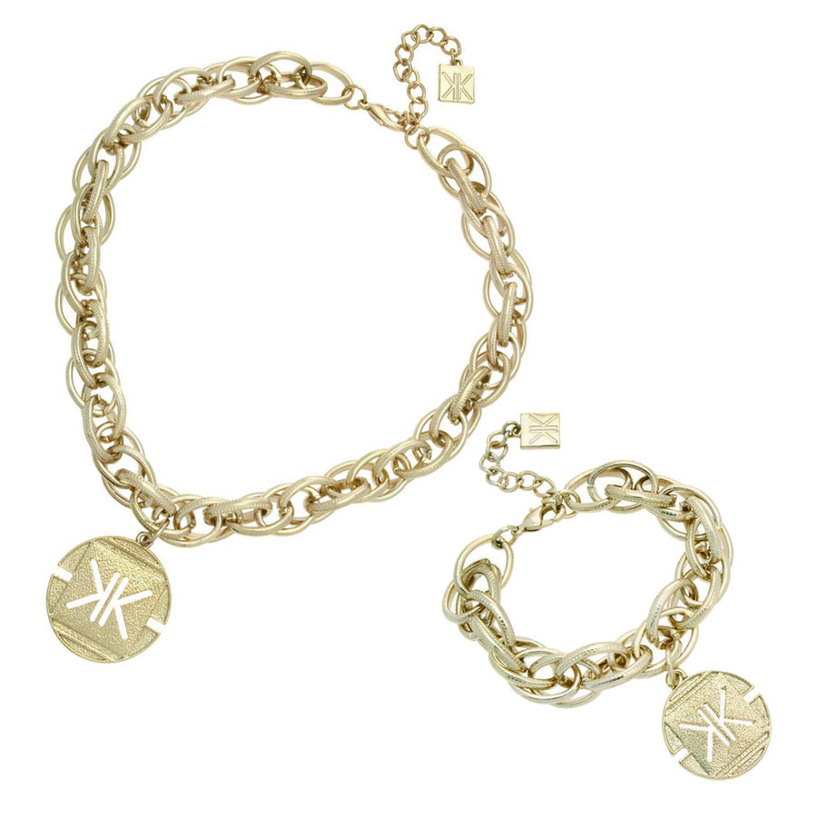 Kardashian Kollection Sovereign Charm Necklace and Bracelet Set