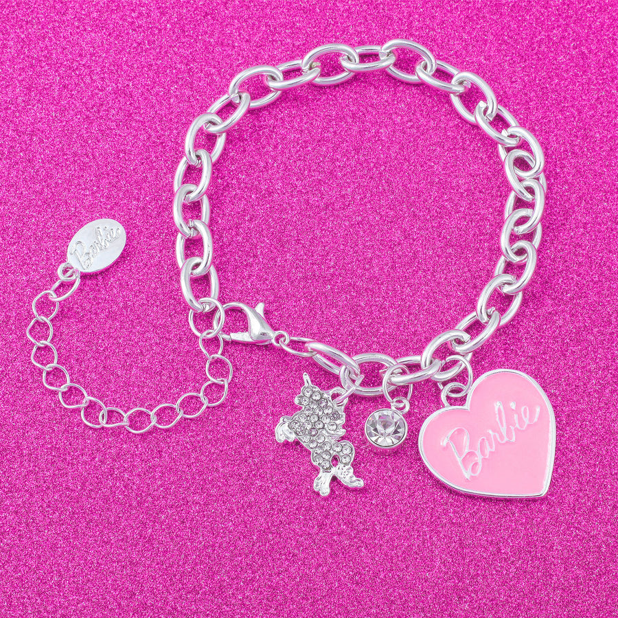 Barbie® Pink Heart & Unicorn Charm Bracelet