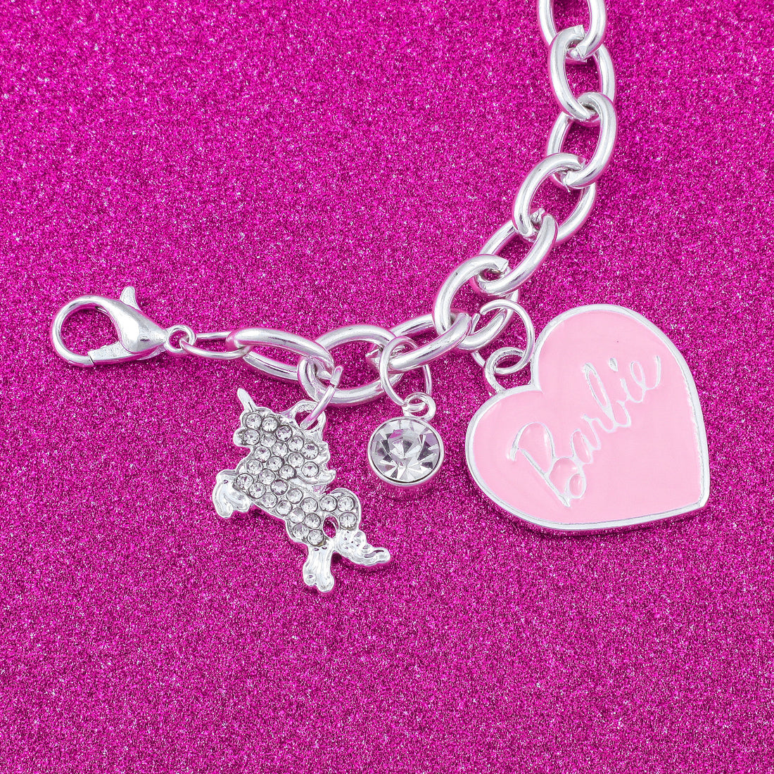 Barbie® Pink Heart & Unicorn Charm Bracelet