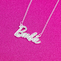 Barbie® Crystal Script Logo Necklace