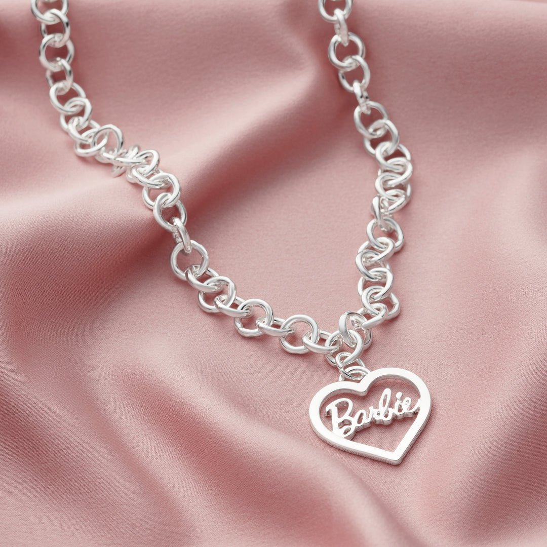 Barbie Script Heart Necklace - Rose Gold : Toys & Games