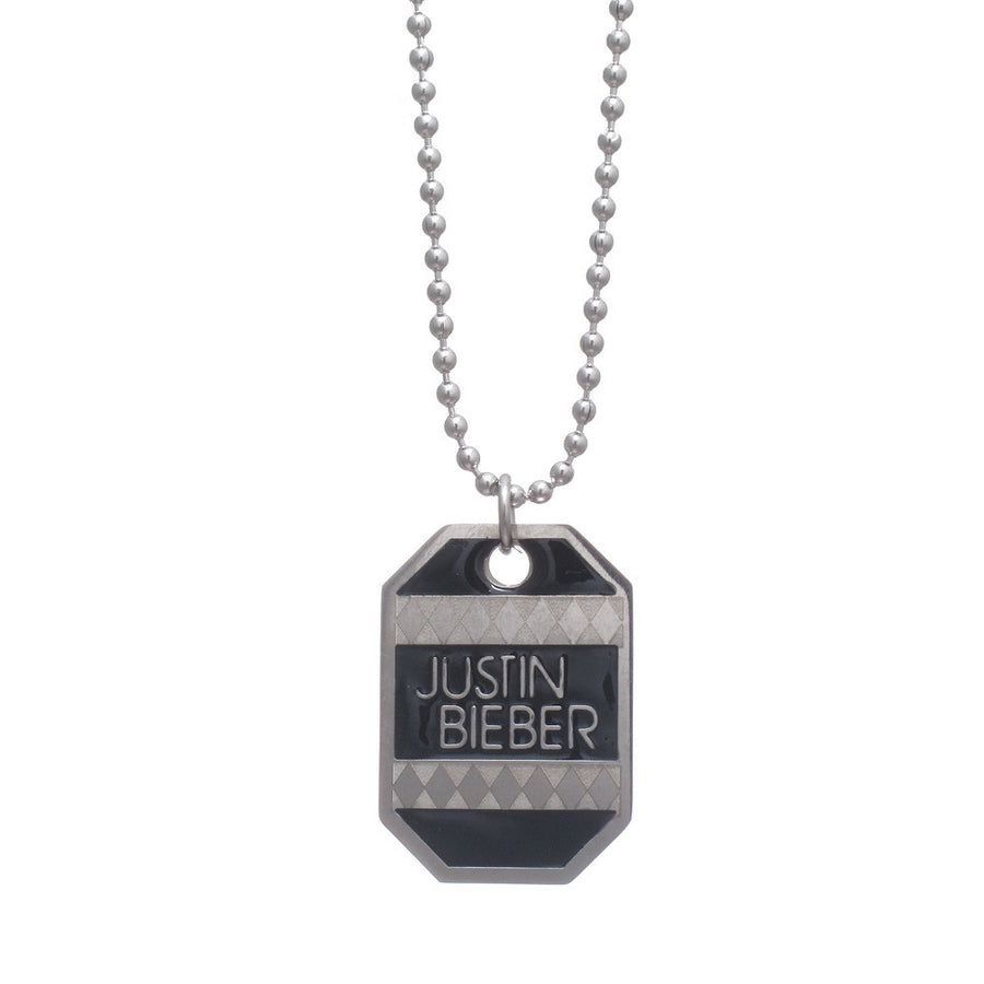 Justin Bieber Patterned Dog Tag Necklace