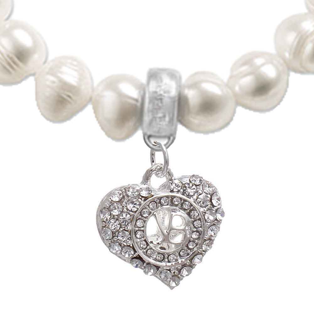Justin Bieber Crystal Heart Pearl Bracelet