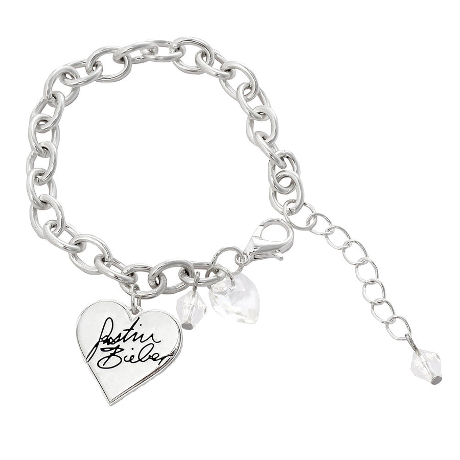 Justin Bieber Signature Heart Charm Bracelet