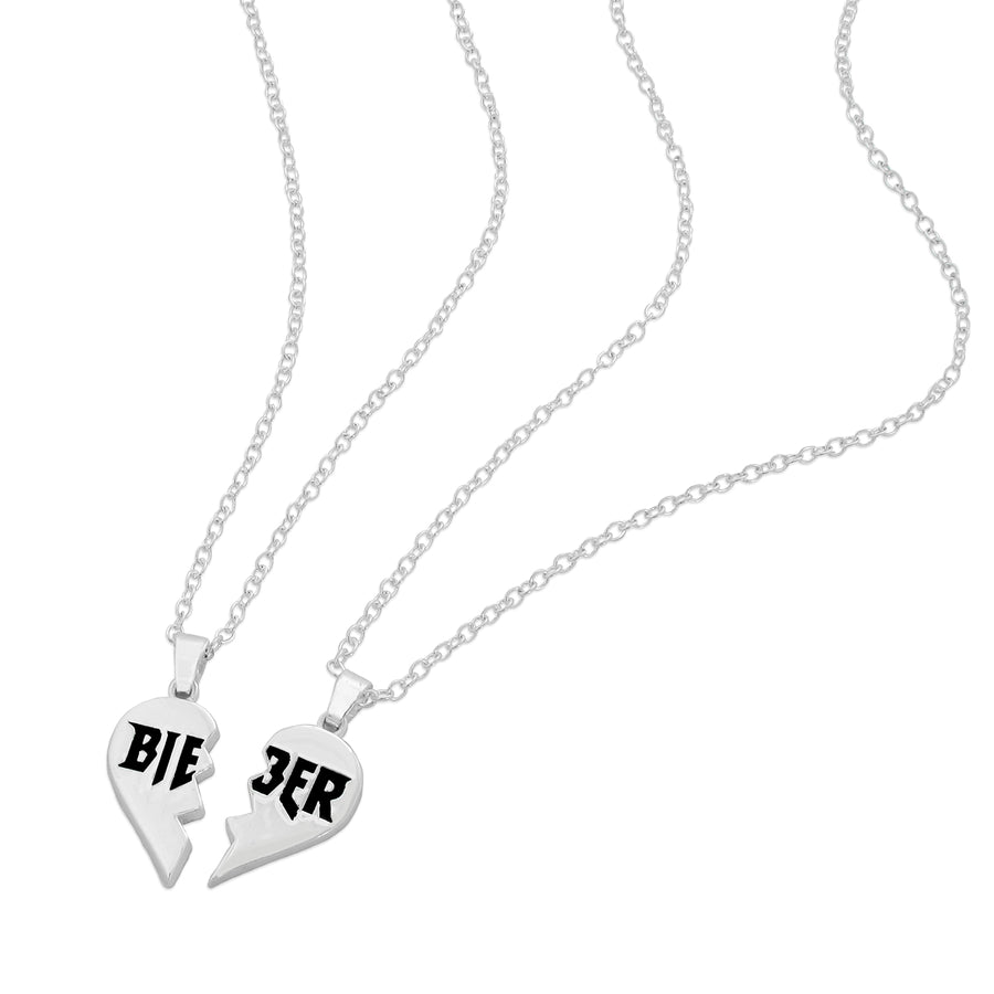 Justin Bieber Split Heart Necklace Set