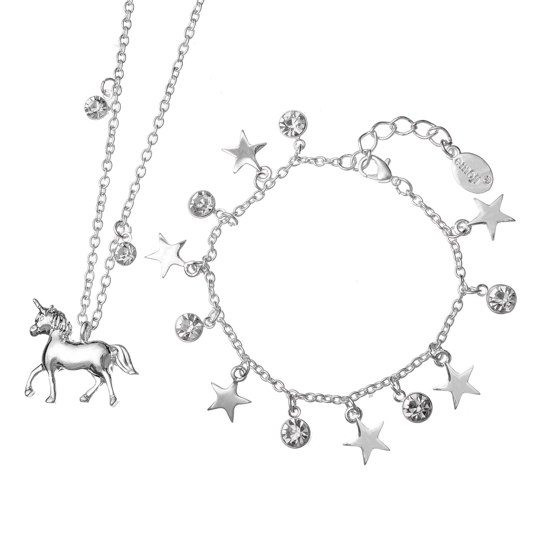 emoji® Unicorn Necklace & Starry Bracelet Set