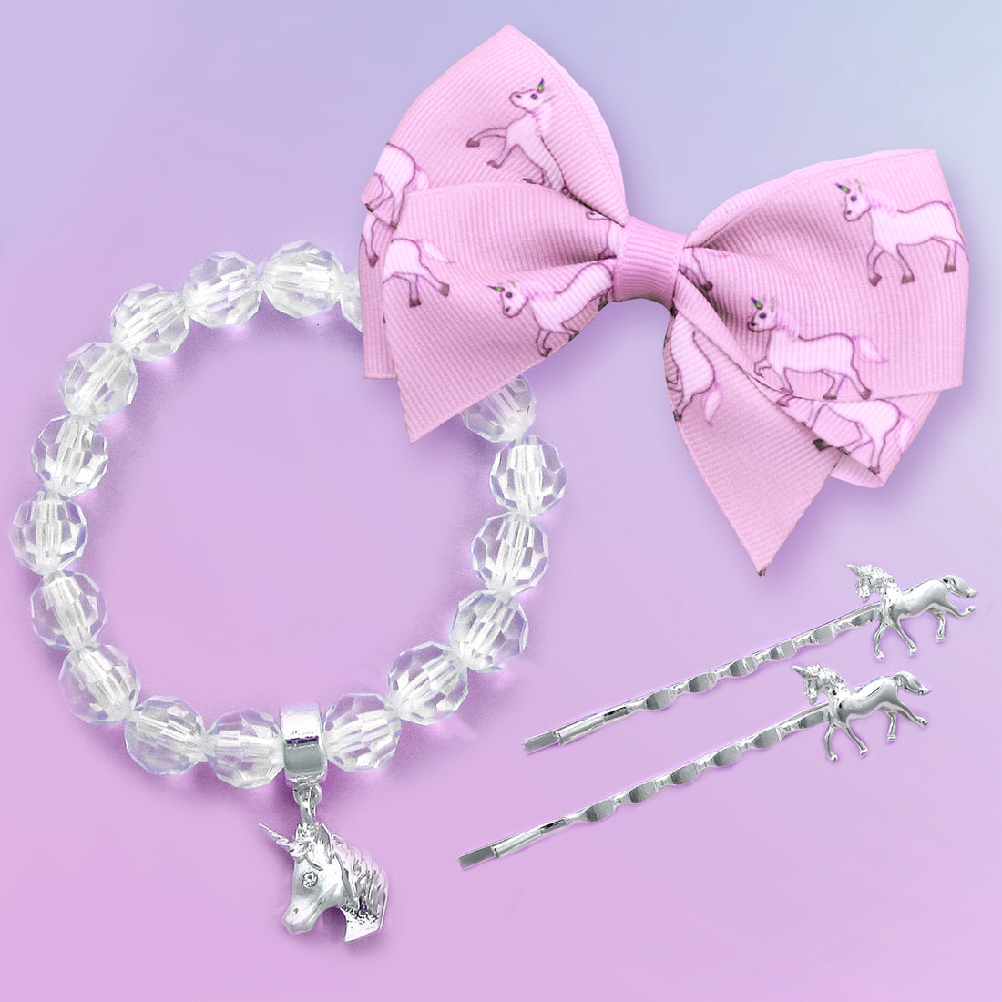 emoji® Unicorn Hair Clips and Bracelet Set