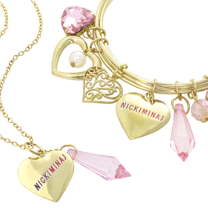 Nicki Minaj Heart Charm Necklace & Bracelet Set