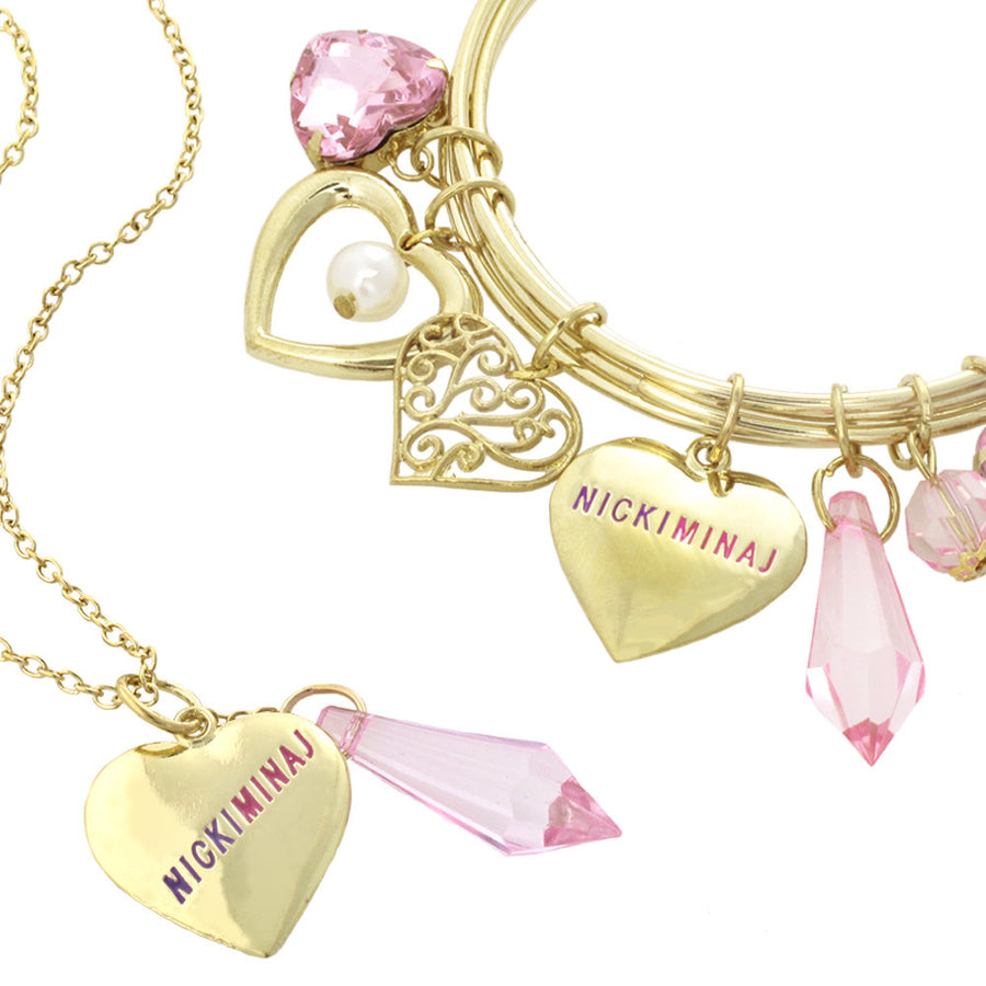 Nicki Minaj Heart Charm Necklace & Bracelet Set